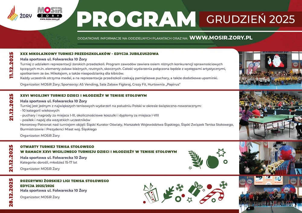 Grudzień pełen sportowych emocji w MOSiR Żory