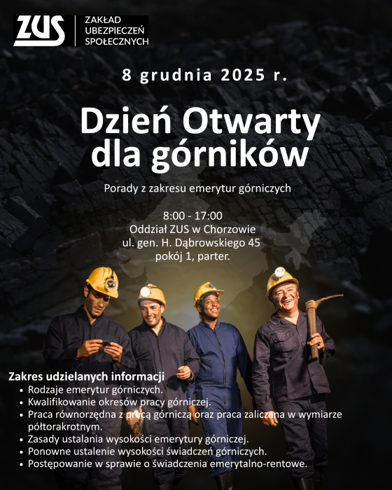 Częstsze porady w „Okienku Górniczym” w ZUS w Chorzowie i „Dzień otwarty dla górników”