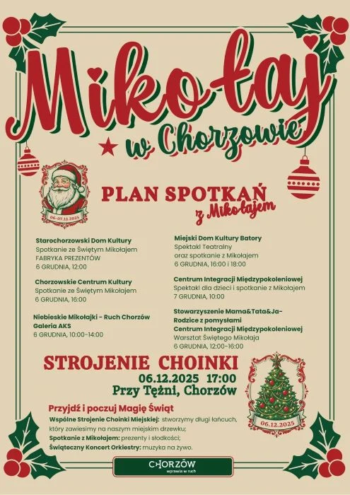 Magiczne Mikołajki w Chorzowie. Wspólne strojenie choinki i spotkania z Mikołajem