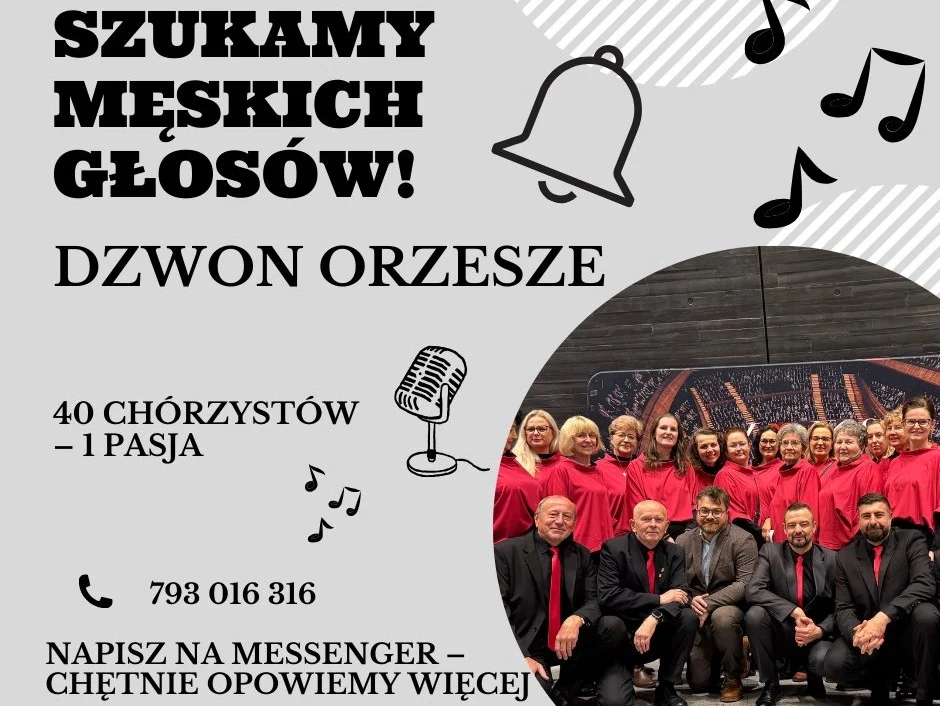 Towarzystwo Śpiewacze "Dzwon" w Orzeszu szuka męskich głosów do chóru
