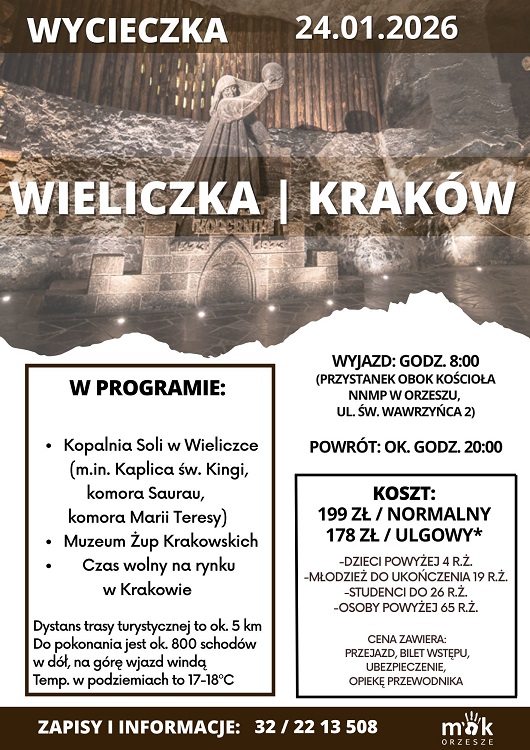 Przeżyj wyjątkową wycieczkę do Wieliczki i Krakowa z MOK Orzesze / fot. MOK Orzesze
