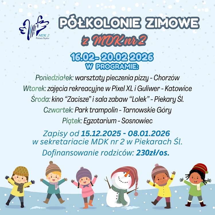 Ruszyły zapisy na półkolonie zimowe w MDK 2 Piekary Śląskie / fot. MDK@ Piekary Śląskie