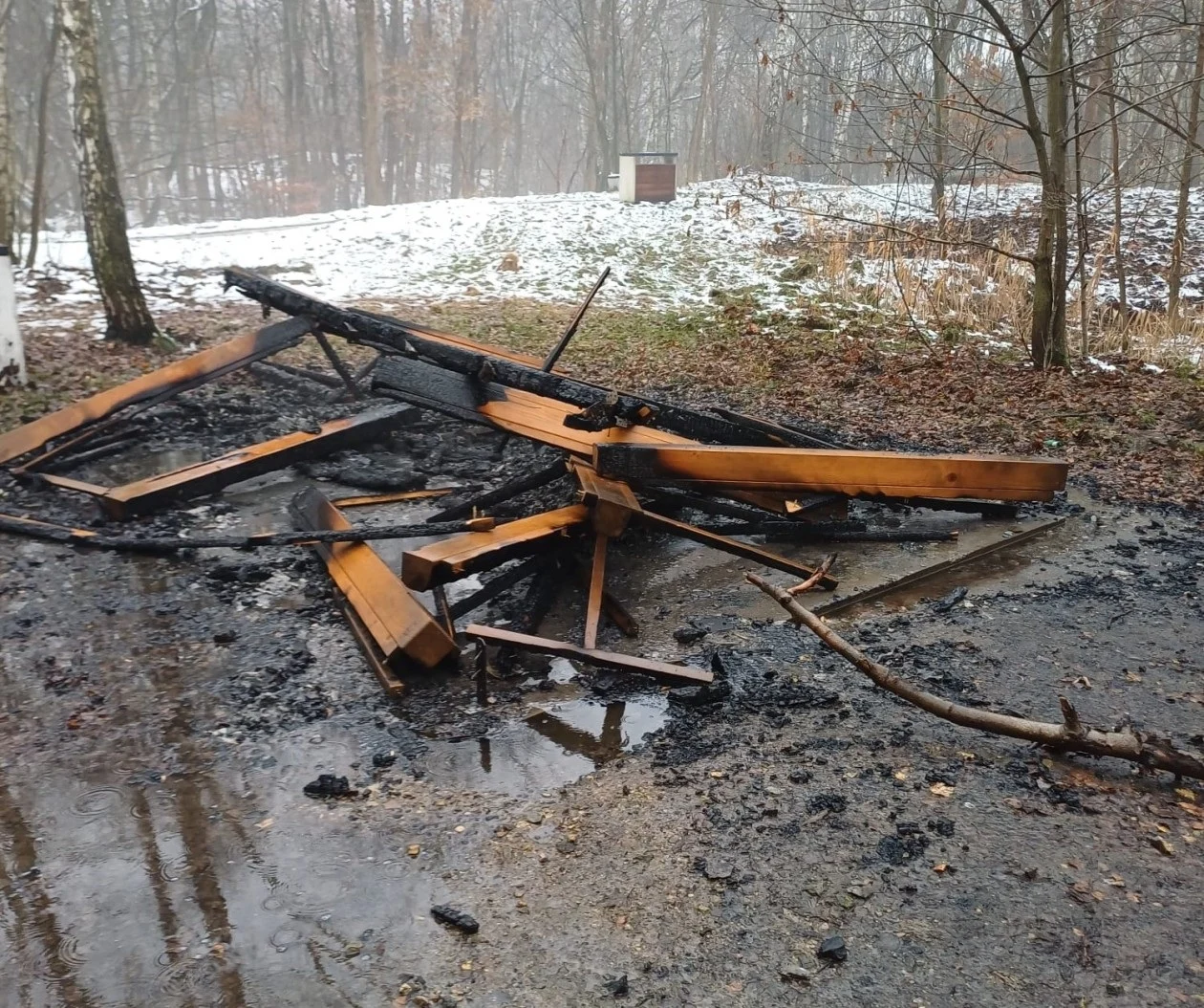 W Parku Wełnowieckim spłonęły dwie altany piknikowe