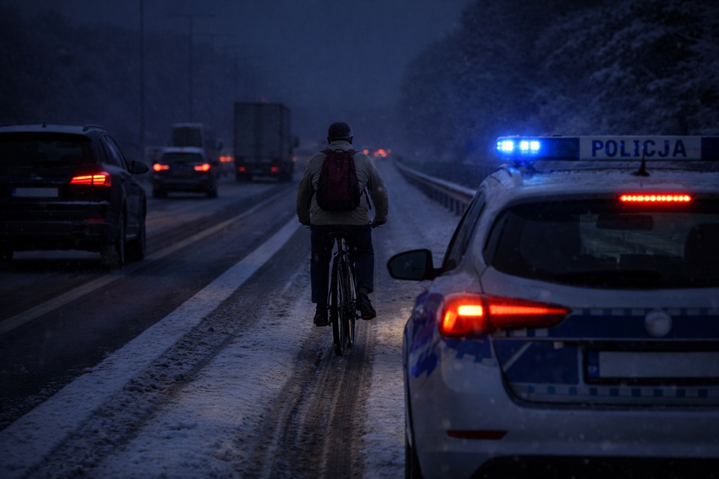 Rowerzysta na A1 w kierunku Gliwic. Interweniowała Policja