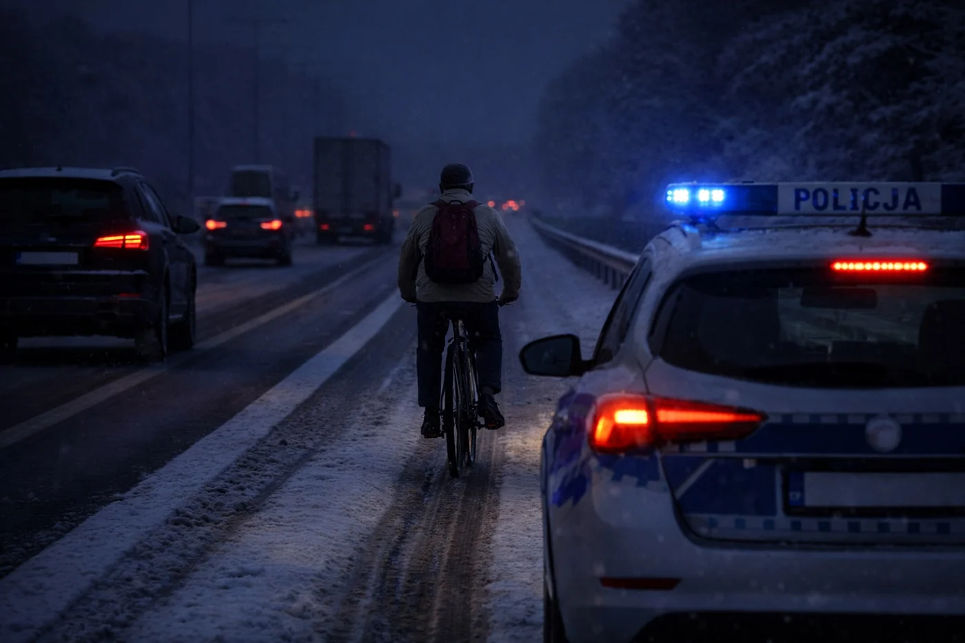 Rowerzysta na A1 w kierunku Gliwic. Interweniowała Policja