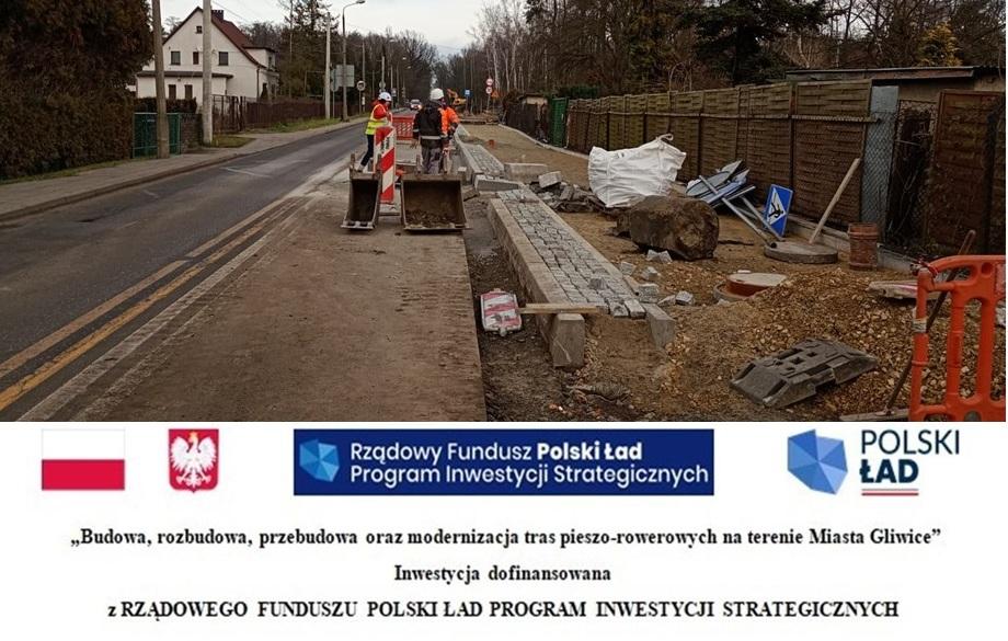 Nowa trasa pieszo-rowerowa nabiera kształtów. Wyraźne postępy na ul. Strzelców Bytomskich