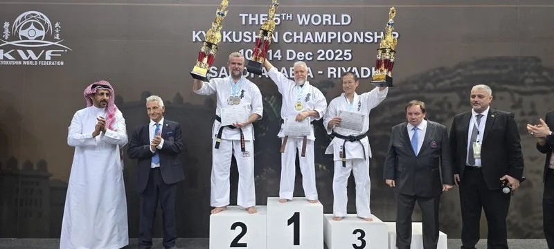 Sensei Dariusz Kudyk z Żor na podium MŚ KWF / fot. UM Żory