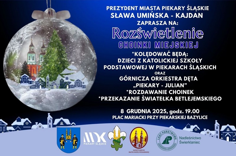 Świąteczna magia na Placu Mariackim – przyjdź na rozświetlenie miejskiej choinki / fot. UM Piekary Śląskie