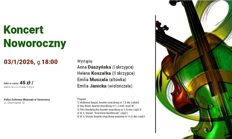 Kameralna muzyka w Pałacu Schoena w Sosnowcu – koncert kwartetu smyczkowego