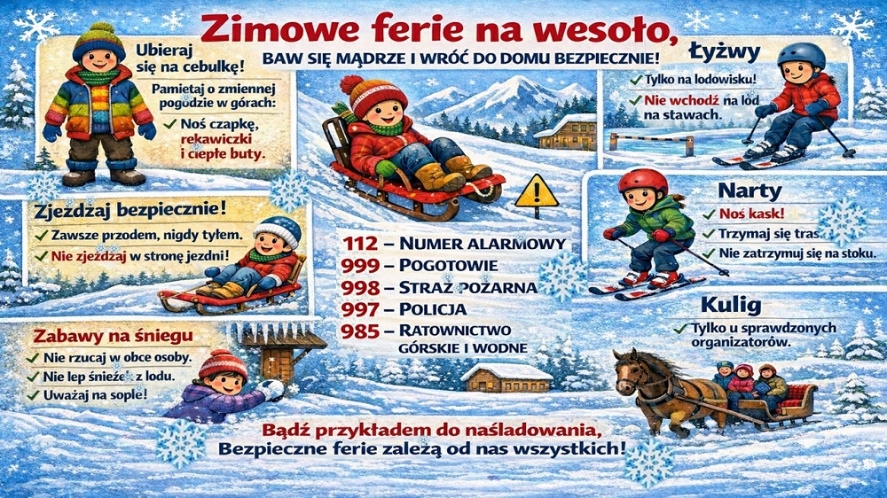 Ferie bez wypadków. Zasady, o których warto pamiętać zimą