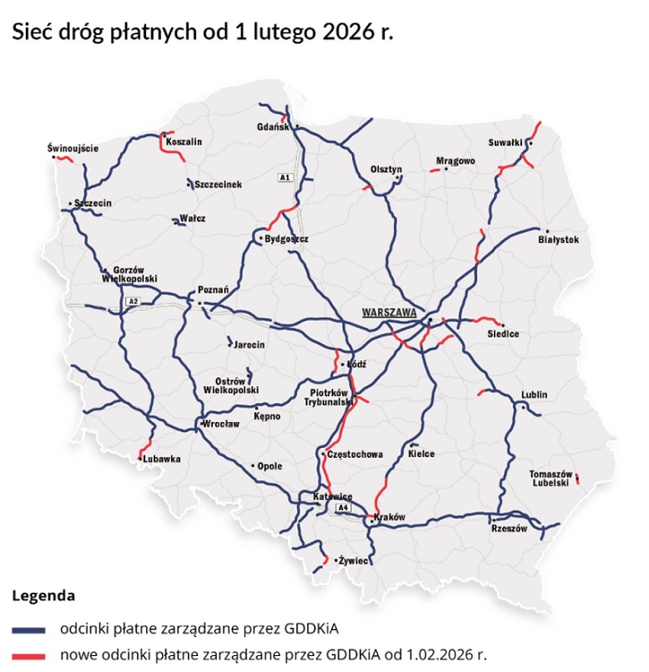 Nowe płatne odcinki dróg i zmiana stawek w systemie e-TOLL od 1 lutego / fot. Urząd Skarbowy