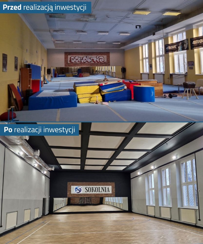 Metamorfoza sali gimnastycznej przy Racławickiej 23 w Chorzowie. Nowoczesny obiekt po remoncie / fot. Szymon Michałek FB