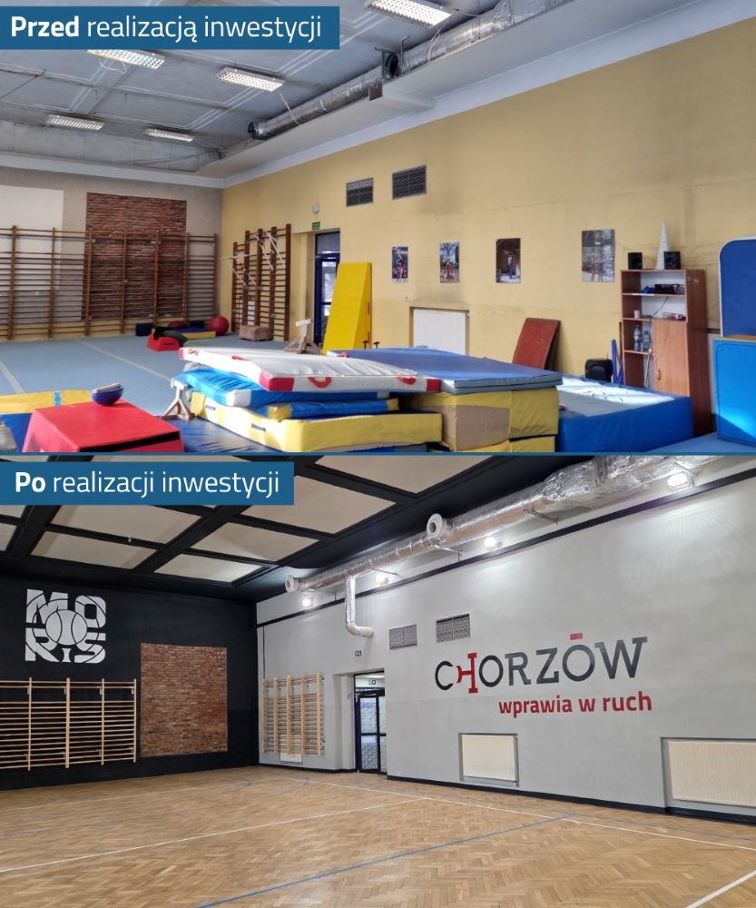Metamorfoza sali gimnastycznej przy Racławickiej 23 w Chorzowie. Nowoczesny obiekt po remoncie / fot. Szymon Michałek FB