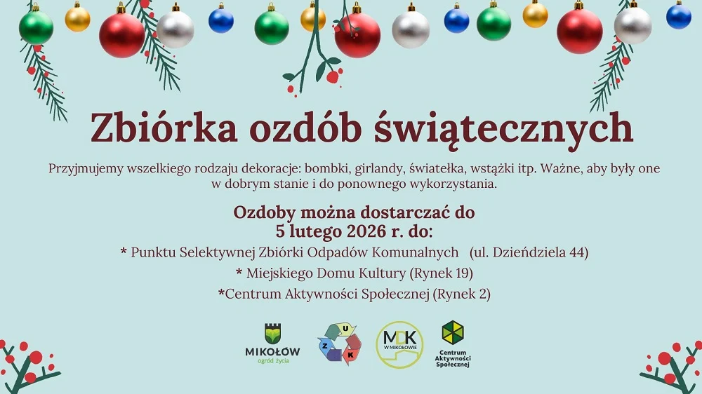 Mikołów zbiera ozdoby świąteczne. Dekoracje można oddać do 5 lutego