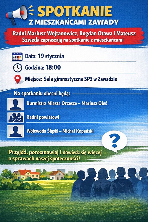Zawada: spotkanie z mieszkańcami 19 stycznia. Będzie burmistrz i wojewoda / fot. FB Mariusz Wojtanowicz- Radny Miasta Orzesze