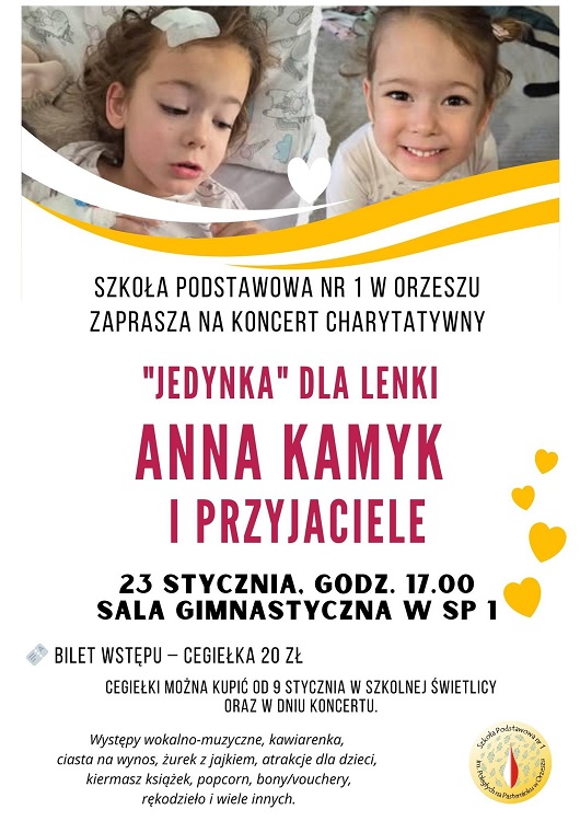 Orzesze jednoczy siły dla Leny. Koncert i kiermasz ciast w styczniu / fot. FB Szkoła Podstawowa nr 1 im. Poległych na Pasternioku w Orzeszu