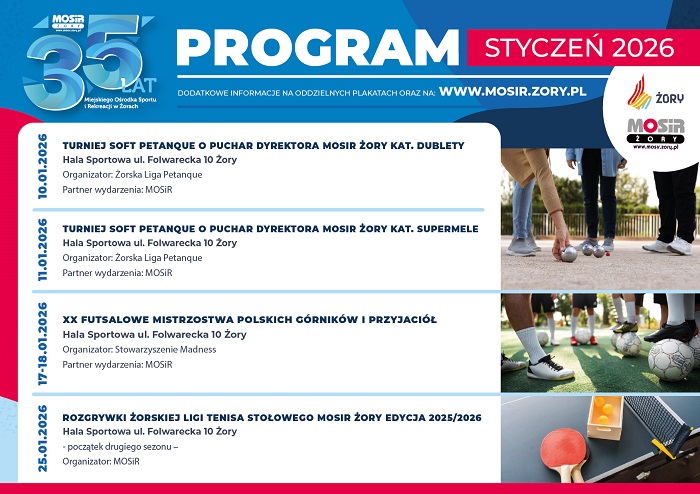 Sportowy styczeń w Żorach – zapisz się na turniej Soft Petanque i rozgrywki tenisowe! / fot. MOSiR Żory