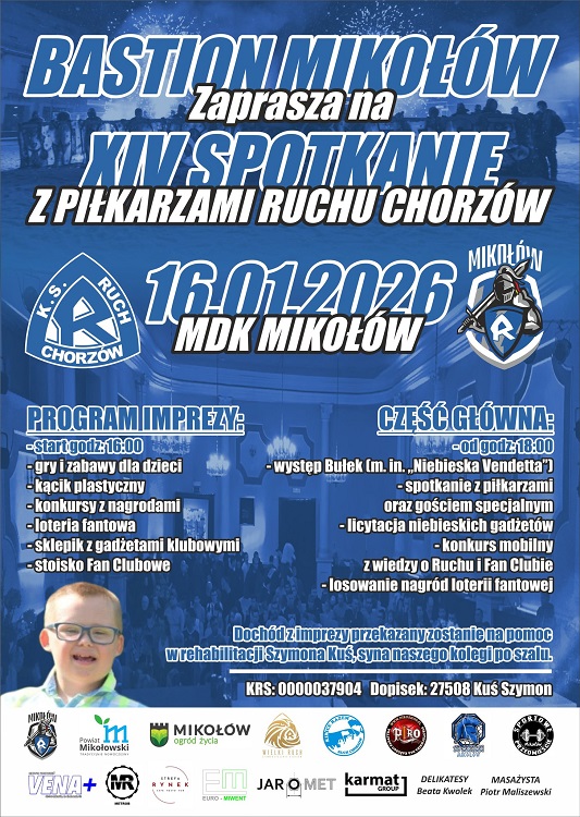 XIV spotkanie z piłkarzami Ruchu Chorzów w Mikołowie! Zobacz program wydarzenia / fot. UM Mikołów
