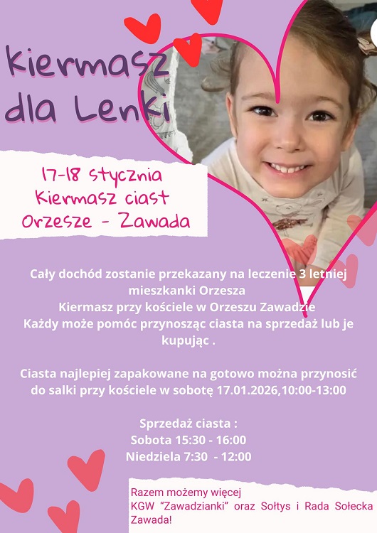 Orzesze jednoczy siły dla Leny. Koncert i kiermasz ciast w styczniu / fot. FB Koło Gospodyń Wiejskich w Zawadzie