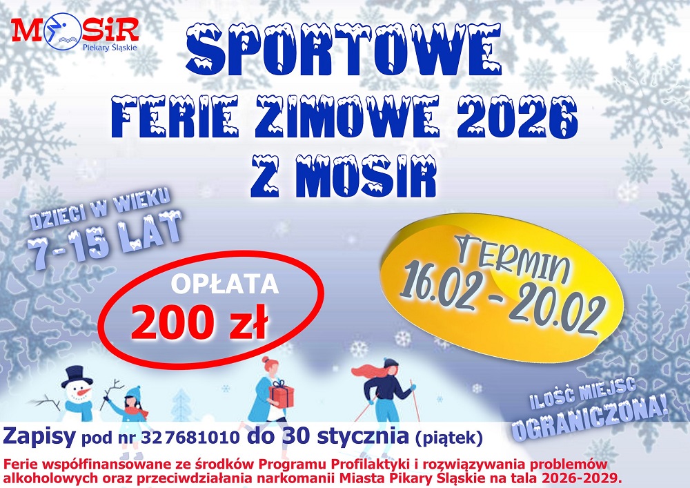 Sportowe Ferie 2026 z MOSiR-em w Piekarach Śląskich – zapisz swoje dziecko!