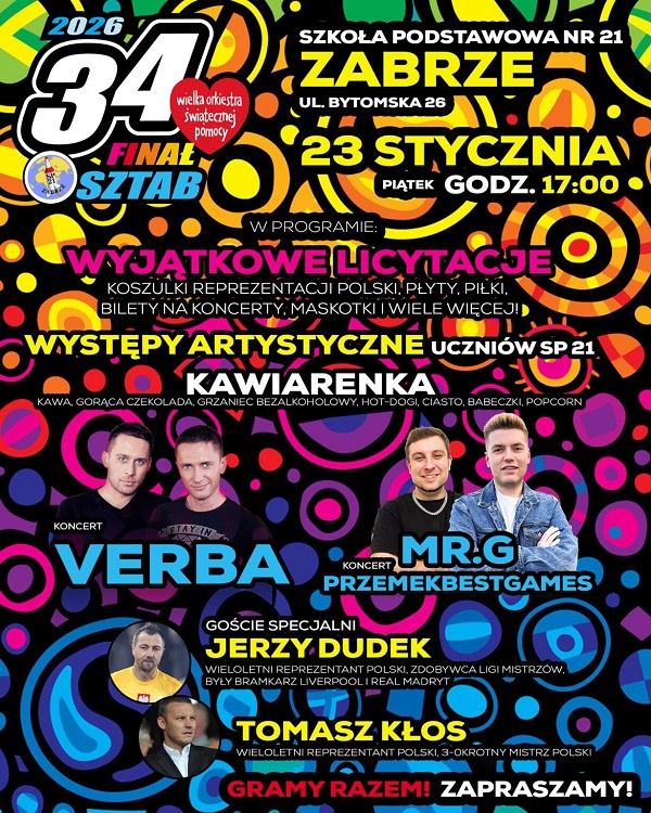 Jerzy Dudek i Tomasz Kłos na Szkolnym Finale WOŚP w Zabrzu! / fot. UM Zabrze