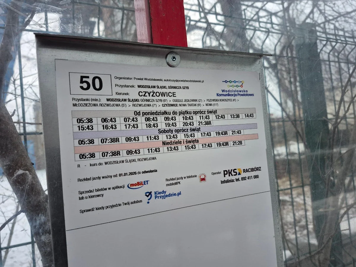 Zmiany w komunikacji w Wodzisławiu Śląskim – Nowa trasa autobusu linii 50