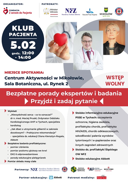Klub Pacjenta w Mikołowie – bezpłatne badania i wykłady ekspertów / fot. Fundacja “Z sercem do Pacjenta”