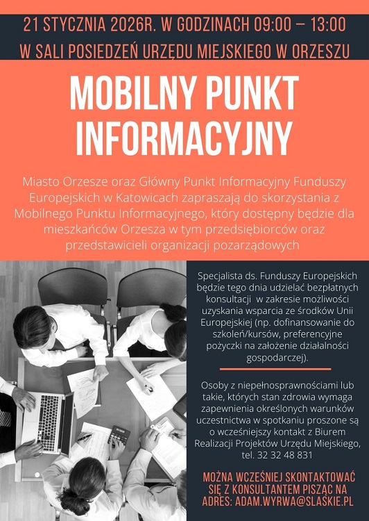 Mobilny Punkt Informacyjny w Orzeszu. Sprawdź, jak zdobyć wsparcie z UE / fot. UM Orzesze