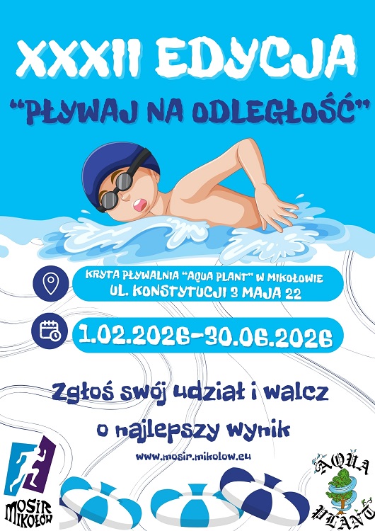 XXXII edycja akcji „Pływaj na odległość” w Mikołowie – dołącz do rywalizacji! / fot. MOSiR Mikołów