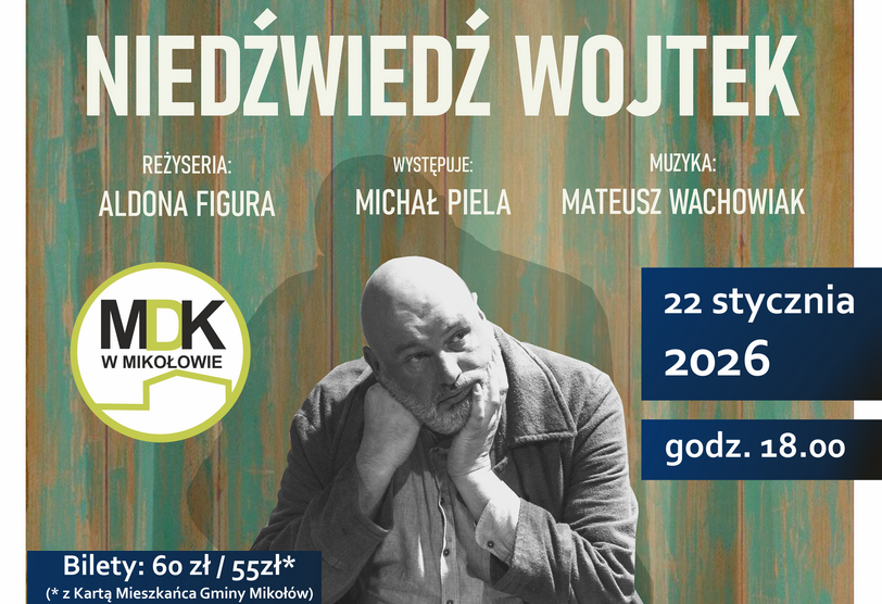 Michał Piela w Mikołowie – spektakl "Niedźwiedź Wojtek" w MDK