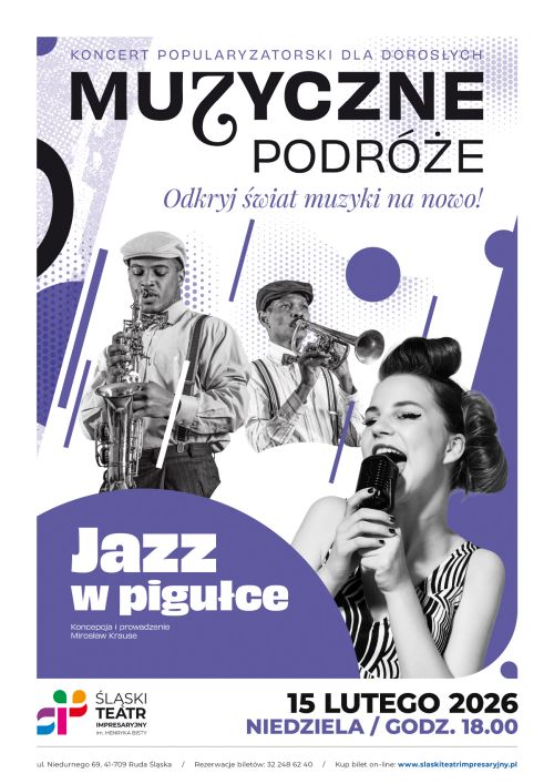 MUZYCZNE PODRÓŻE - "Jazz w pigułce"- koncert popularyzatorski dla dorosłych