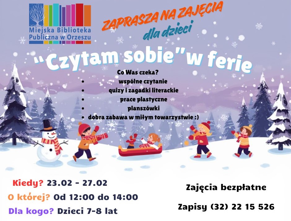 Ferie z książką! Zajęcia dla dzieci w Miejskiej Bibliotece w Orzeszu