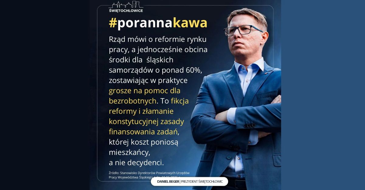 Daniel Beger alarmuje: drastyczne cięcia Funduszu Pracy uderzą w rynek pracy w Świętochłowicach