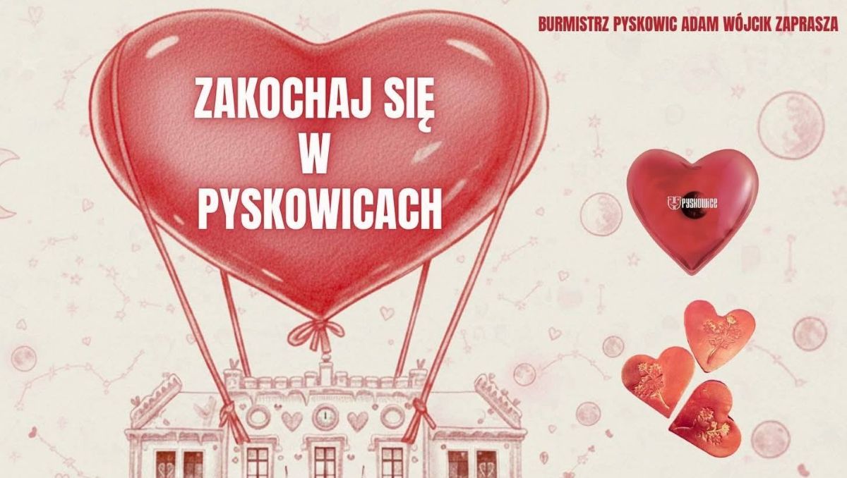 Walentynki 2026 w Pyskowicach – romantyczny Rynek, strefy foto, wystawa i widowiskowy finał