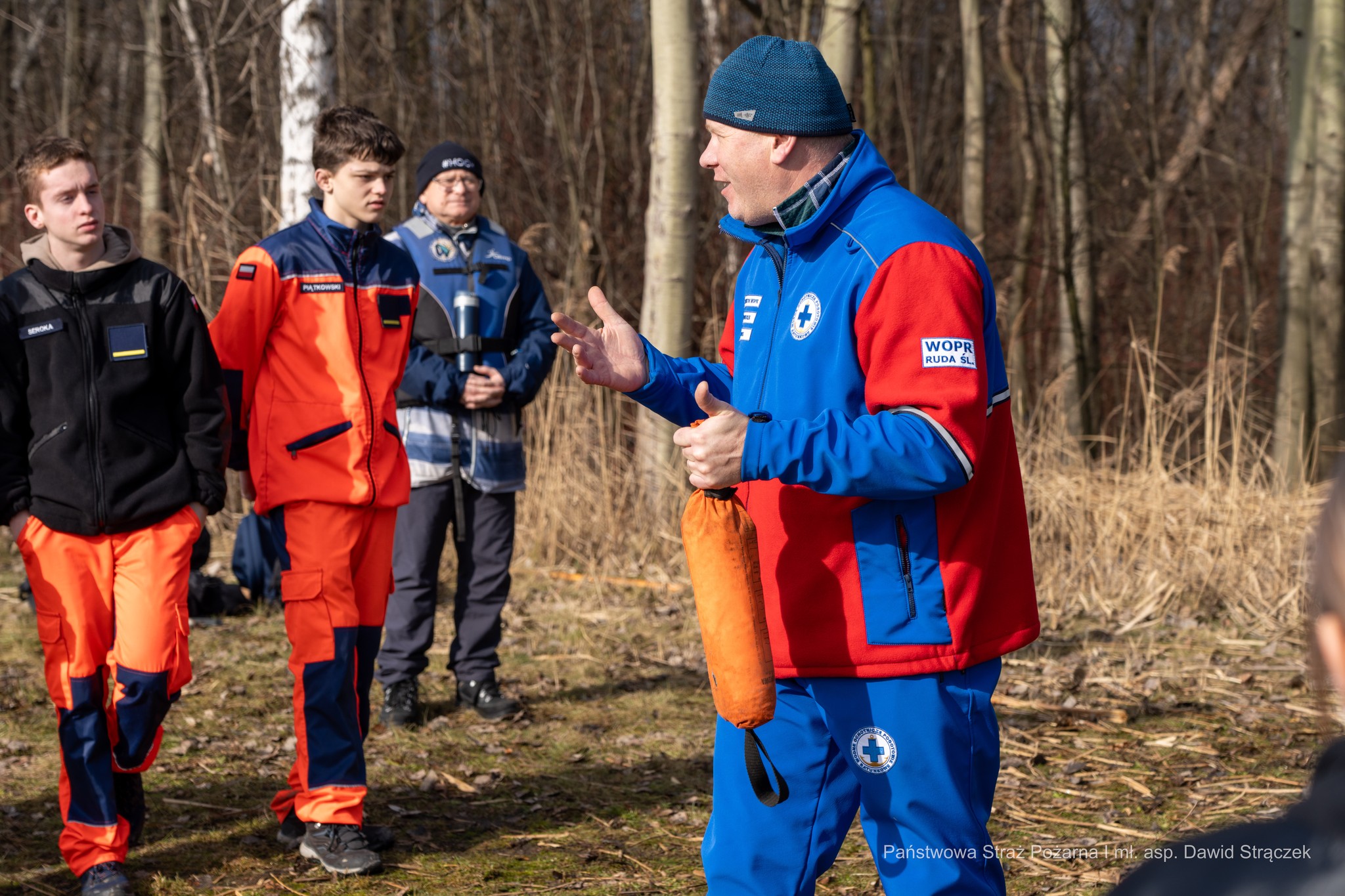 Ćwiczenia ratownictwa lodowego PSP na stawie Kokotek / fot. mł. asp. Dawid Strączek