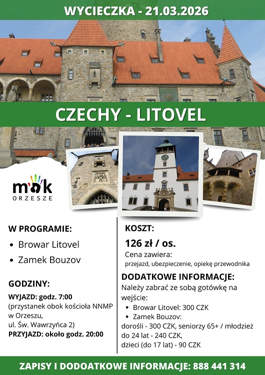 Poznaj zabytki Czech – wycieczka do browaru Litovel i zamku Bouzov / fot. MOK Orzesze