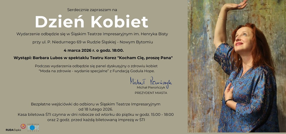 Świętuj Dzień Kobiet w Rudzie Śląskiej. ŚTI zaprasza na spektakl i panel o zdrowiu kobiet