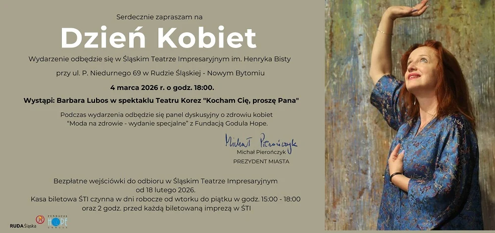 Świętuj Dzień Kobiet w Rudzie Śląskiej. ŚTI zaprasza na spektakl i panel o zdrowiu kobiet