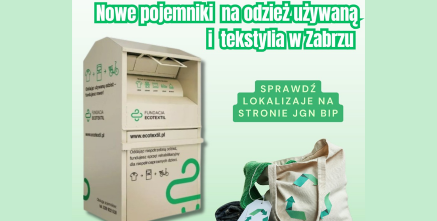 Pojemniki na odzież i tekstylia w Zabrzu. 138 pojemników w 104 lokalizacjach