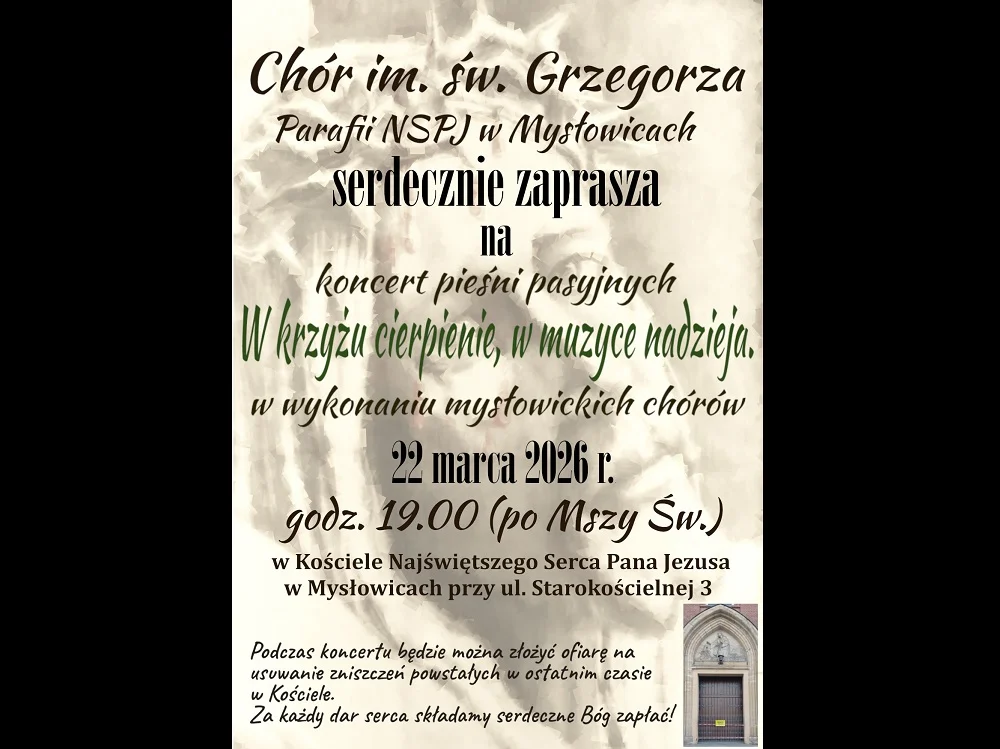 Koncert pieśni pasyjnych w Kościele Najświętszego Serca Pana Jezusa