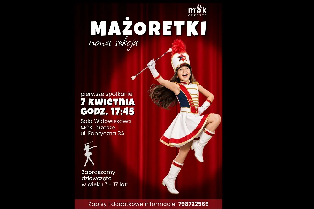 Nowa sekcja w MOK Orzesze. Rusza nabór do mażoretek