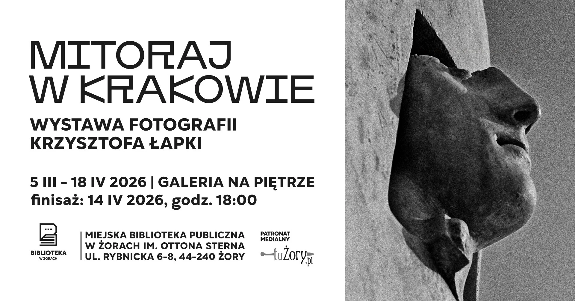 Wystawa fotografii Krzysztofa Łapki – Mitoraj w Krakowie w Miejskiej Bibliotece w Żorach