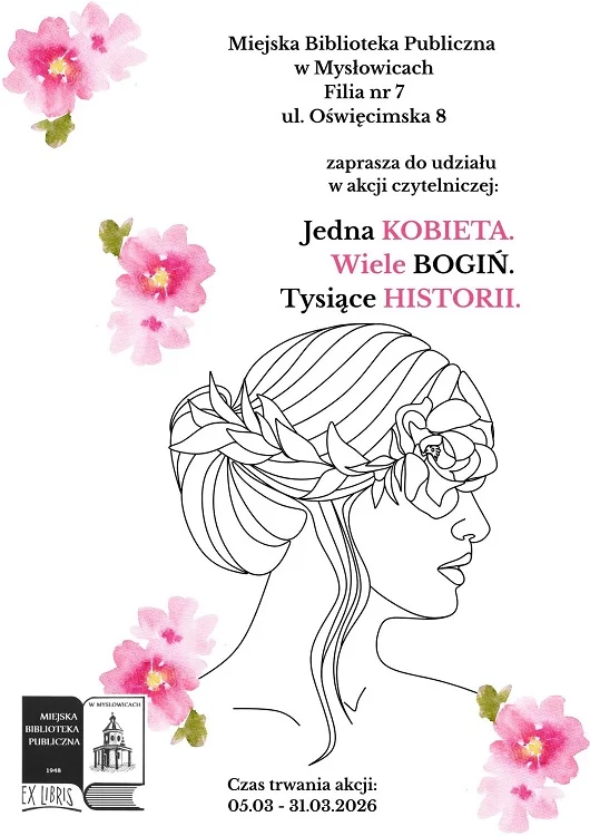 Jedna kobieta, wiele bogiń. Marcowa akcja czytelnicza w bibliotece / fot. MBP Mysłowice