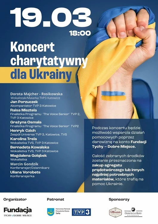 Charytatywny koncert dla Ukrainy w Tychach – muzyka na rzecz solidarności / fot. UM Tychy