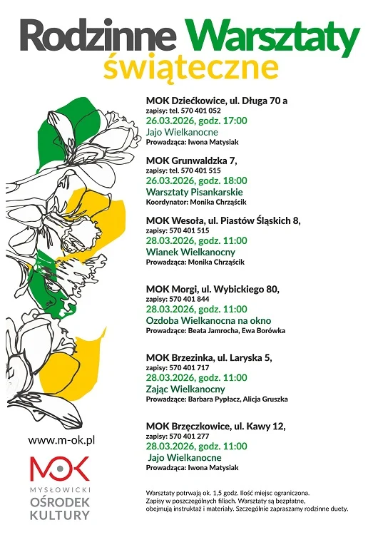 Rodzinne warsztaty wielkanocne w Mysłowicach. Będą pisanki, wianki i ozdoby / fot. MOK