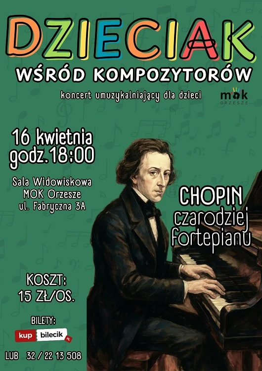 Miejski Ośrodek Kultury zaprasza dzieci na koncert o Fryderyku Chopinie / fot. MOK Orzesze