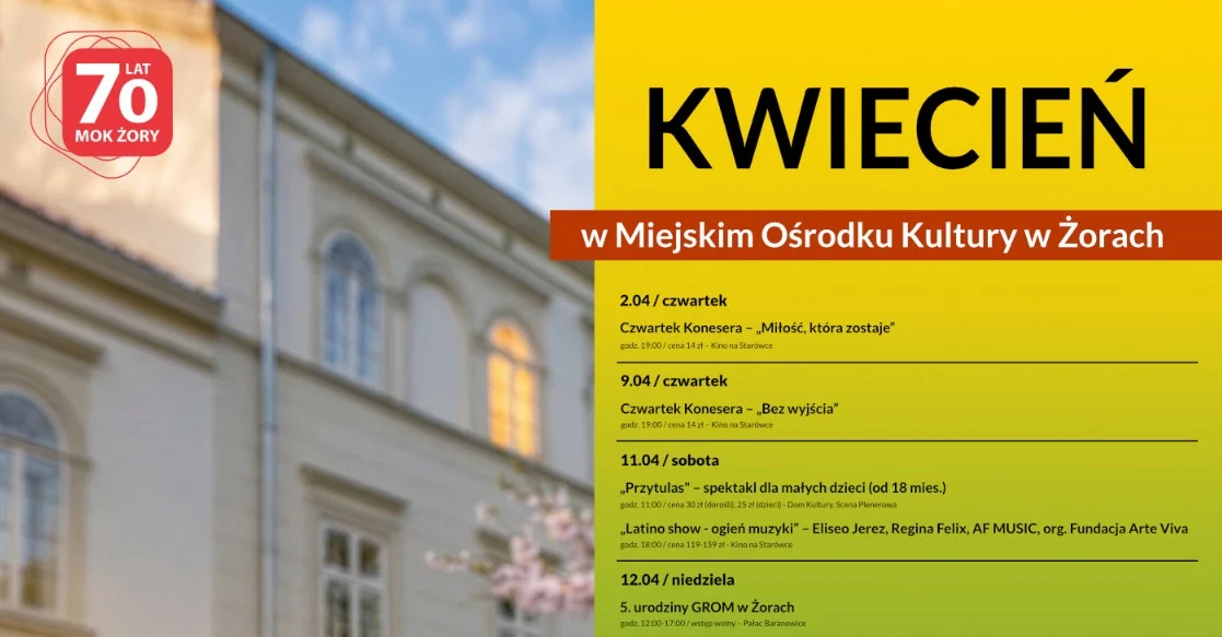 Kwiecień 2026 w MOK Żory. W programie koncerty, teatr, taniec i kino