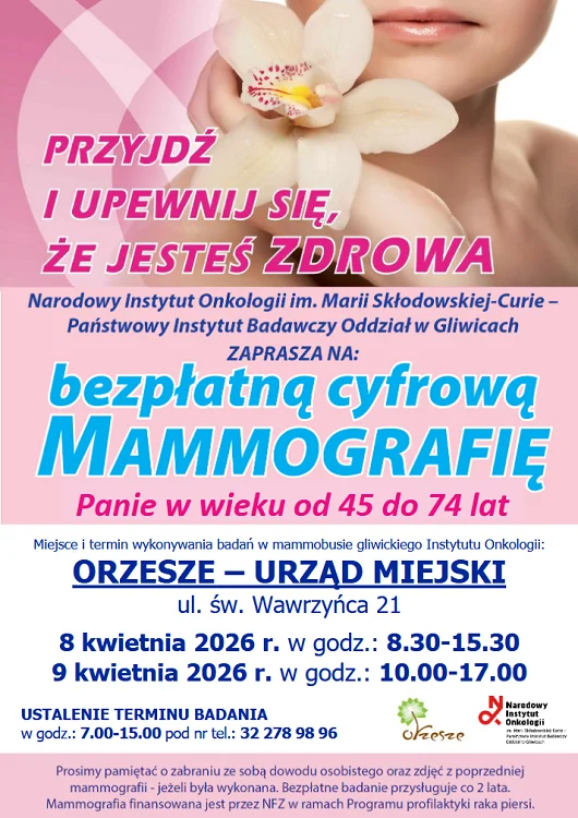 Bezpłatna mammografia w Orzeszu. Sprawdź terminy i zasady rejestracji / fot. UM Orzesze
