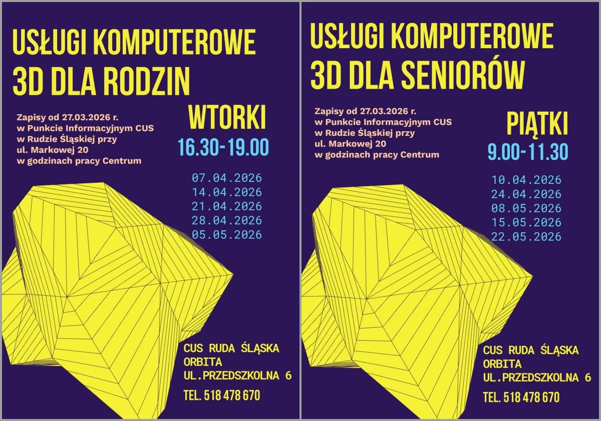 Zajęcia 3D w Rudzie Śląskiej. CUS rusza z warsztatami dla rodzin i seniorów