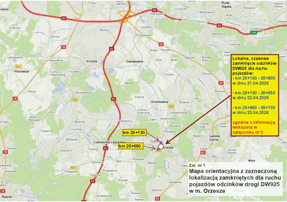 DW925 z czasowymi zamknięciami. Kierowcy muszą przygotować się na utrudnienia